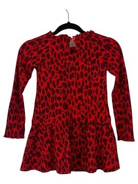 kate spade Red and Black Leopard Print Long Sleeve Dress